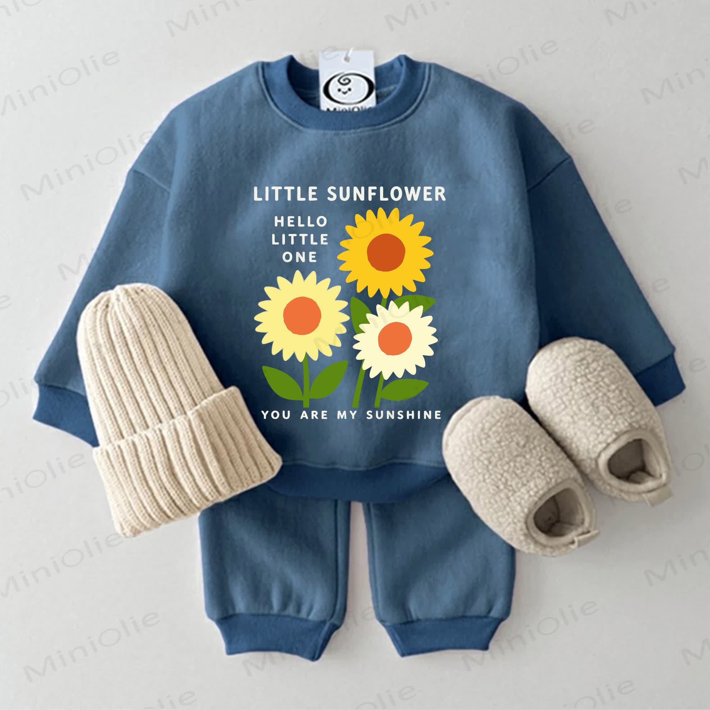 LITTLE SUNFLOWER HELLO LITTLE ONE YOU ARE MY SUNSHINE Baby Sweatshirt 2-teiliges Set Blau - Blau - 2-3J - image 1