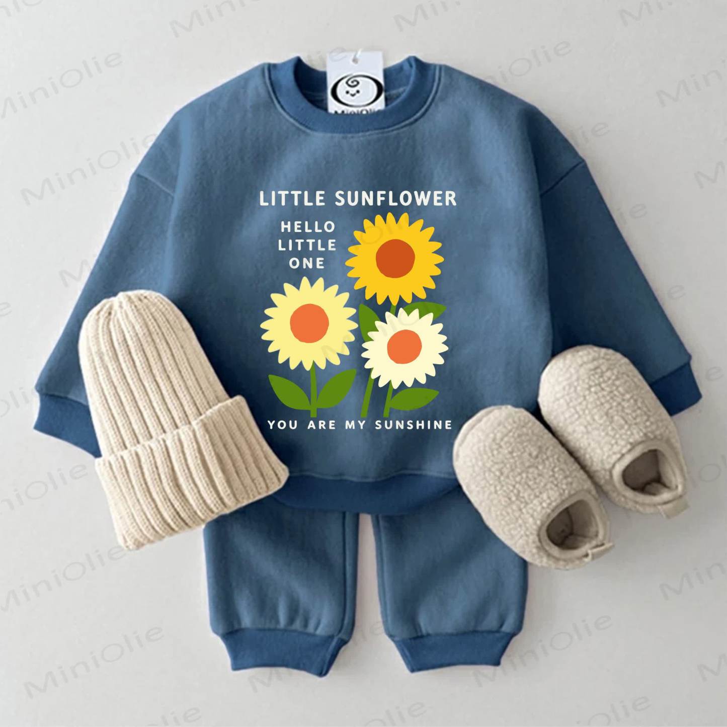 LITTLE SUNFLOWER HELLO LITTLE ONE YOU ARE MY SUNSHINE Baby Sweatshirt 2-teiliges Set Blau - Blau - 2-3J - image 1