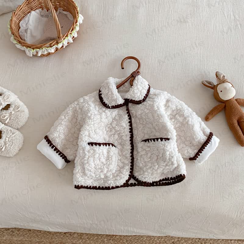 Baby Sherpa-Jacke mit kontrastfarbenem Kragen und Sherpa-Fleece - Beige - 3-4J - image 3
