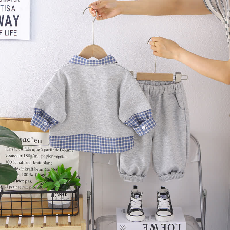 Baby Kleinkind - Set mit kariertem Sweatshirt und Hose im Lagenlook, 2-teilig - image 3