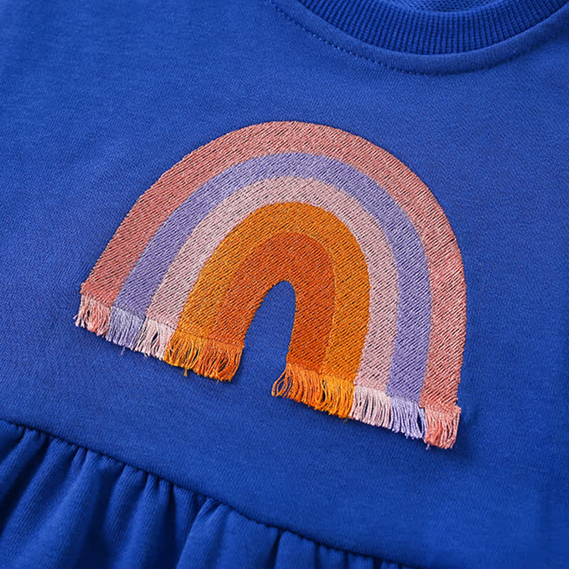 Zweiteiliges Set für Kleinkind : Blau Regenbogen -Peplum- Spitze und Gamaschen - image 4