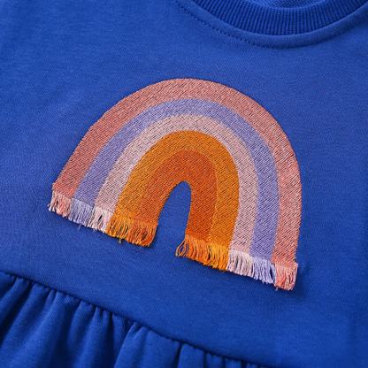 Zweiteiliges Set für Kleinkind : Blau Regenbogen -Peplum- Spitze und Gamaschen - image 4