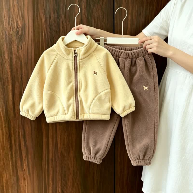 2-teiliges Set aus Vlies und Hose mit Gestickt Welpenmotiv für Kleinkind - image 4