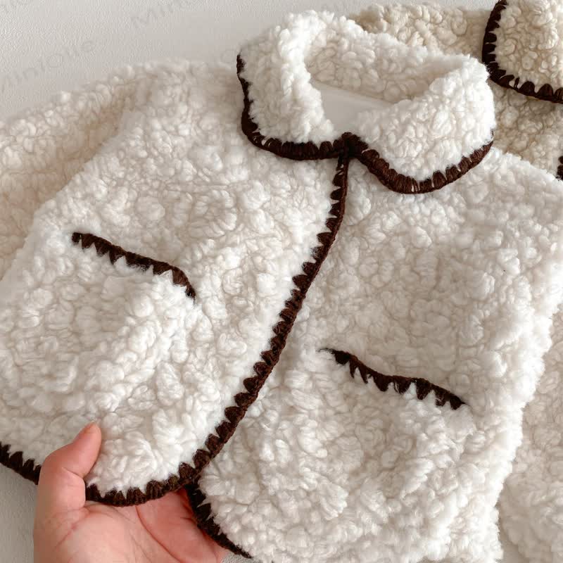 Baby Sherpa-Jacke mit kontrastfarbenem Kragen und Sherpa-Fleece - image 9
