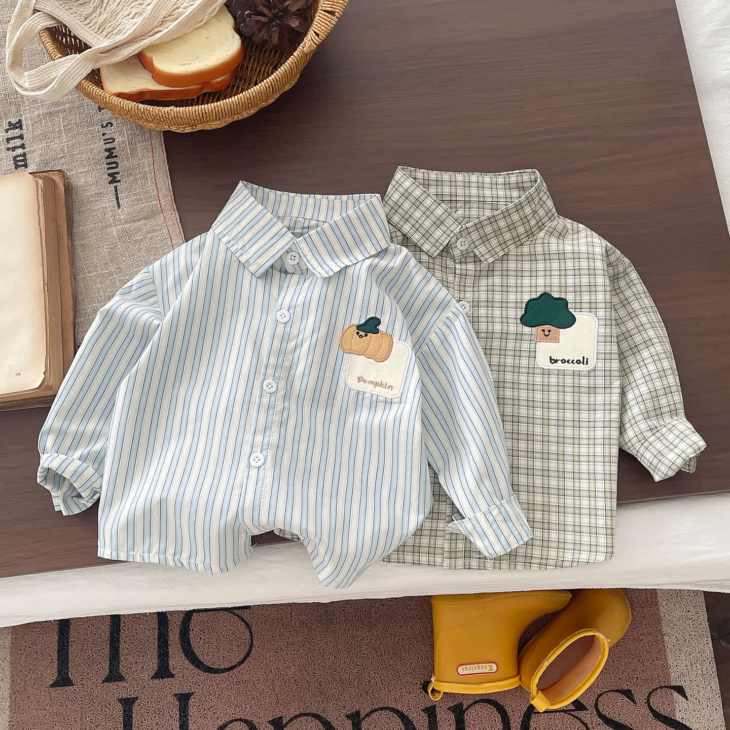 Baby Kleinkind Junge Hemd mit Pflanze und Tasche - image 1