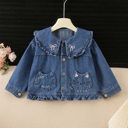 Jeansjacke mit Rüschenkragen, Katzen - Tasche für Baby und Kleinkind - Blau - 48-68M - image 1