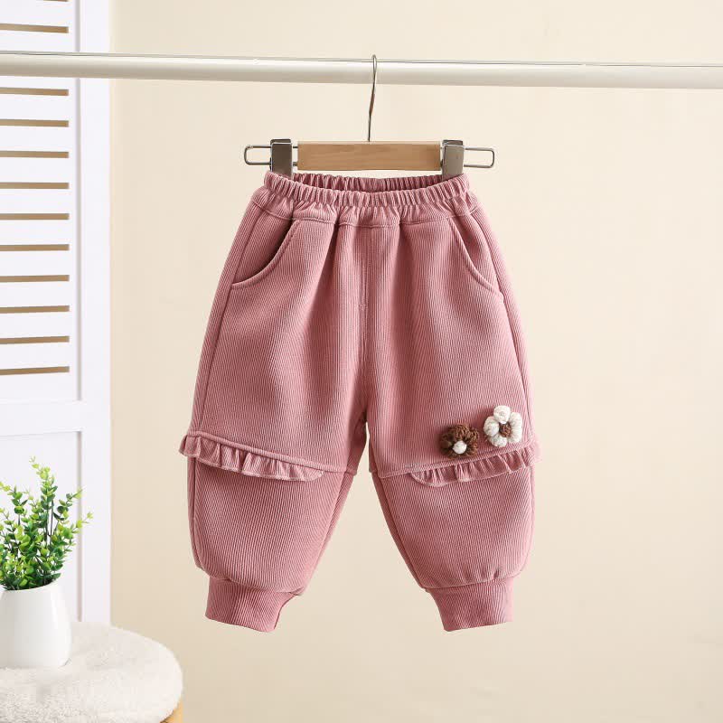 Vlies Jogginghose mit Blume für Kleinkind - Rosa - 4-5J - image 2
