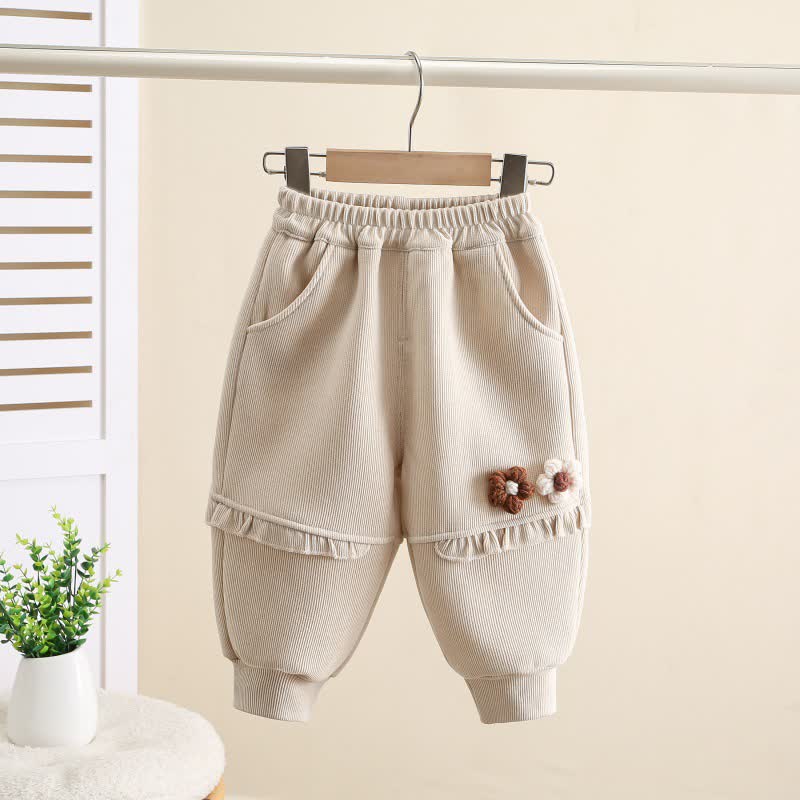 Vlies Jogginghose mit Blume für Kleinkind - Beige - 4-5J - image 3