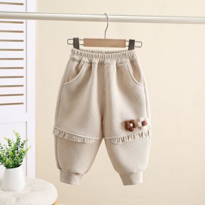 Vlies Jogginghose mit Blume für Kleinkind - Beige - 4-5J - image 3