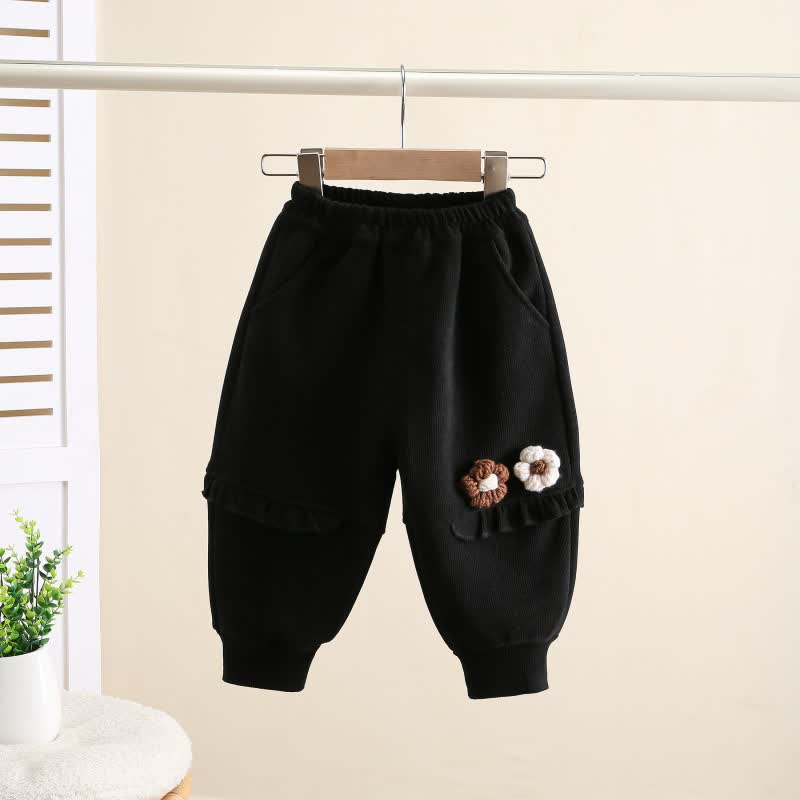 Vlies Jogginghose mit Blume für Kleinkind - Schwarz - 4-5J - image 4