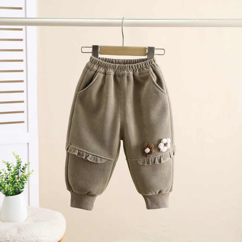 Vlies Jogginghose mit Blume für Kleinkind - Khaki - 4-5J - image 5