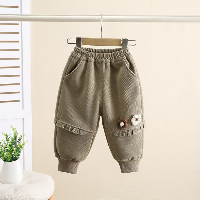 Vlies Jogginghose mit Blume für Kleinkind - Khaki - 4-5J - image 5