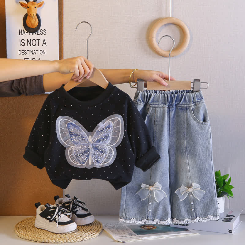2-teiliges Set für Baby und Kleinkinder : Kleinkind - Sweatshirt und Denim - Schwarz - 4-5J - image 2