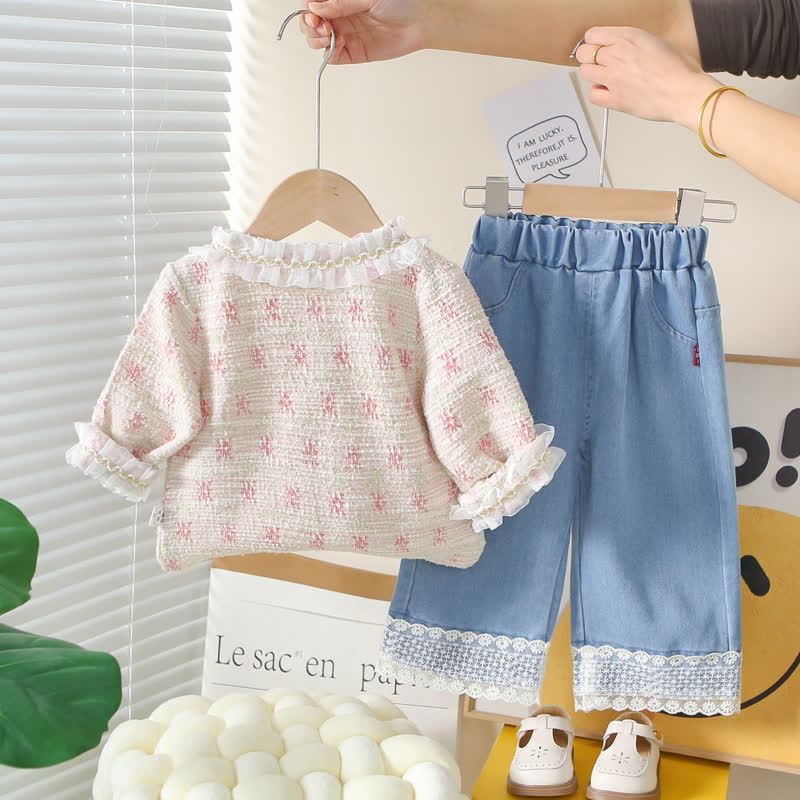 3-teiliges Set aus Tweed- Strickjacke und Denim für Baby und Babys (Mädchen) - image 5