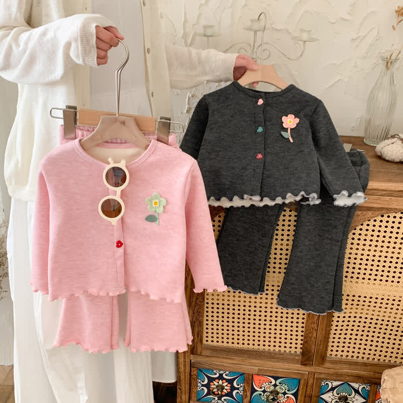 Zweiteiliges Set aus Strickjacke und Hose aus Vlies für Kleinkind - image 1