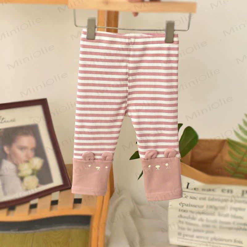 Gerippt Gamaschen mit Hase für Baby und Kleinkind - Rosa Streifen - 4-5J - image 5