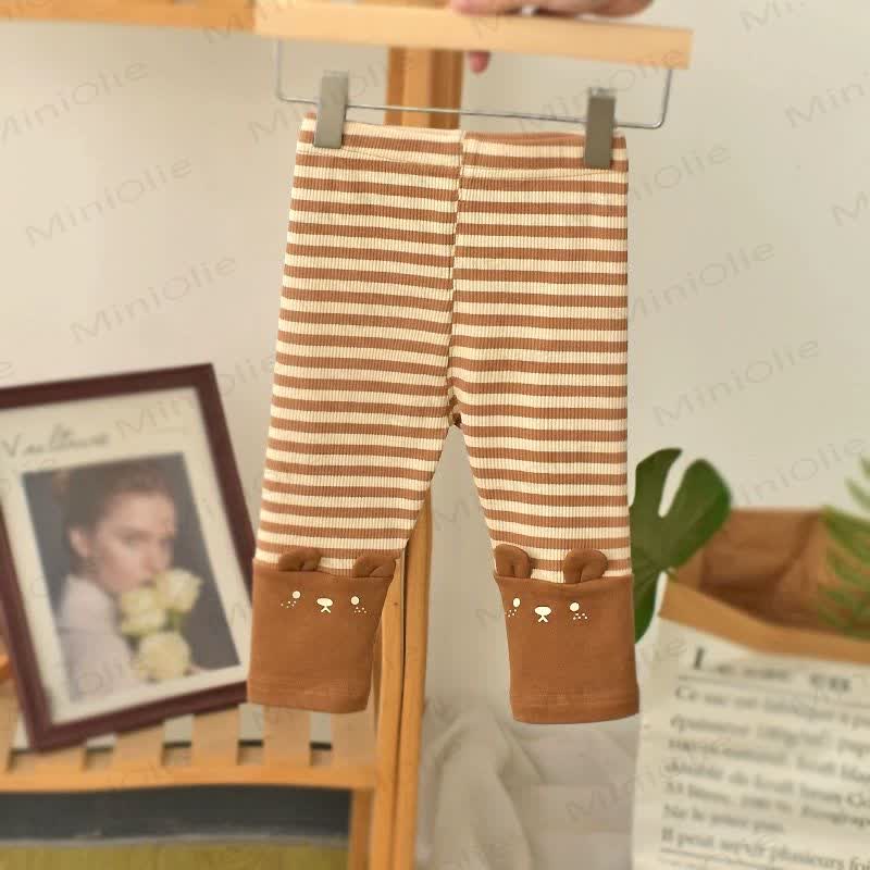Gerippt Gamaschen mit Hase für Baby und Kleinkind - Brauner Streifen - 4-5J - image 7