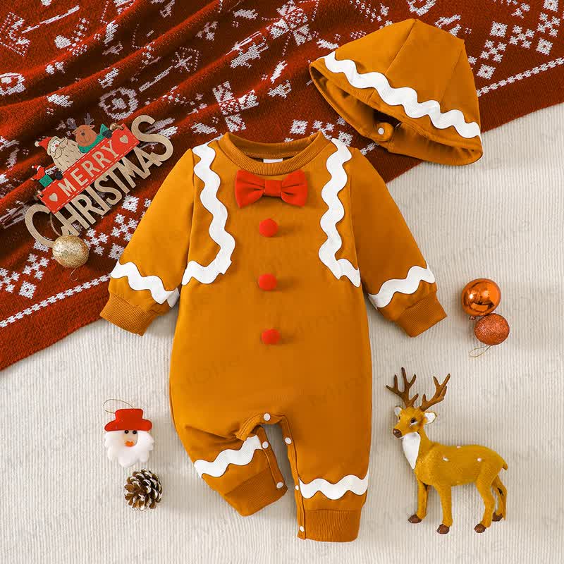 Baby -Lebkuchen- Strampler mit Hut - Braun - 12-18M - image 1