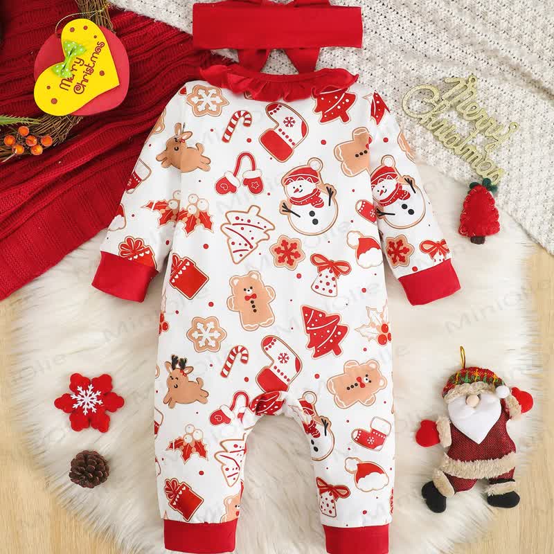 Baby Strampler mit Weihnachten , Strampler vorne und Stirnband - image 3
