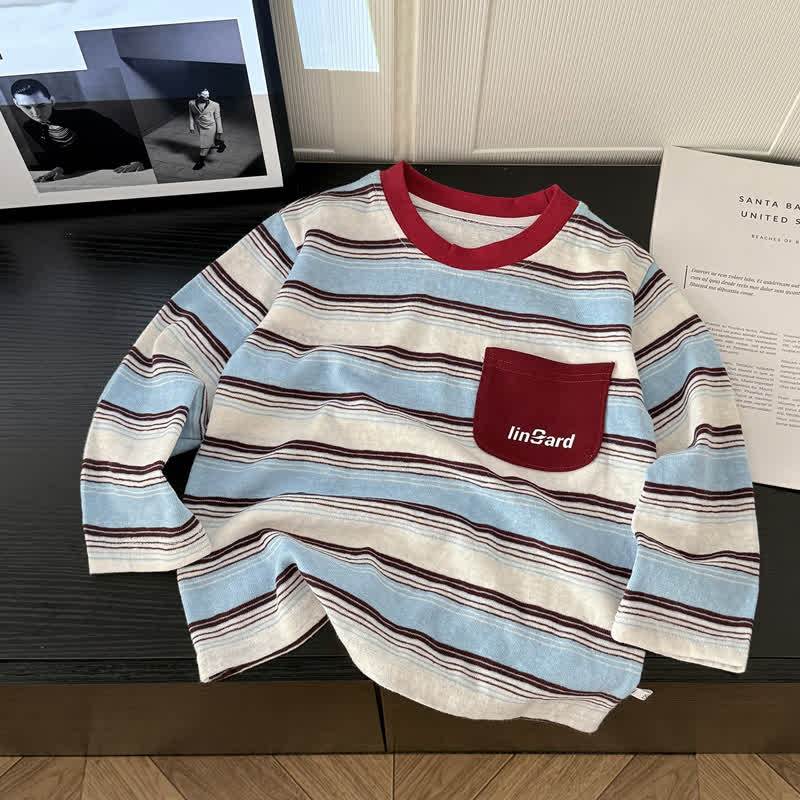 Langarm-T-Shirt mit Kontrastkragen und Streifen für Kleinkind - Rot - 10-11J - image 4
