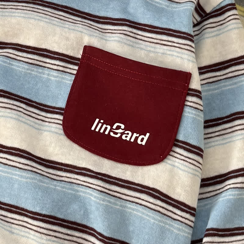 Langarm-T-Shirt mit Kontrastkragen und Streifen für Kleinkind - image 6