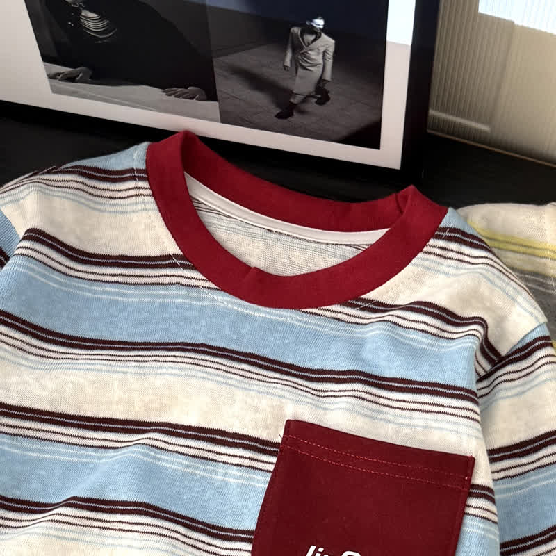 Langarm-T-Shirt mit Kontrastkragen und Streifen für Kleinkind - image 5