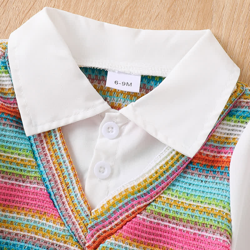 Dreiteiliges Set aus Bunt , Streifen Baby Stricken und Denim - image 3