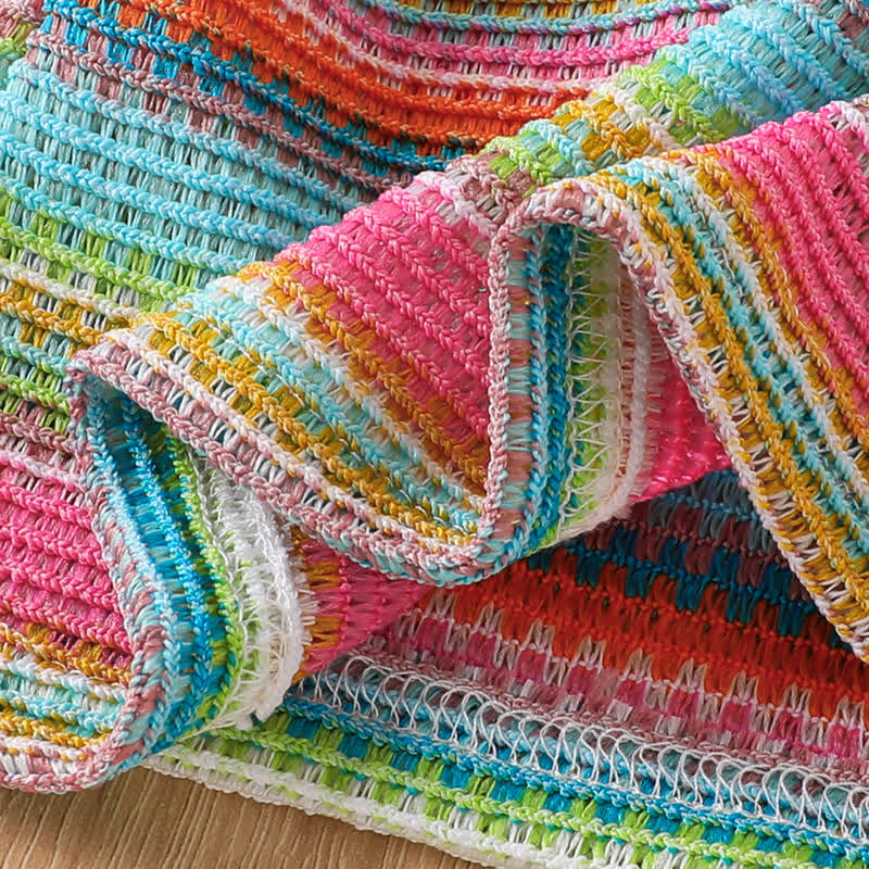 Dreiteiliges Set aus Bunt , Streifen Baby Stricken und Denim - image 5