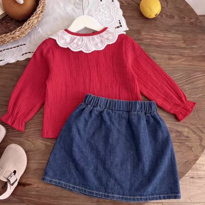 2-teiliges Set für Kleinkind : Erdbeere Spitze und Denim - image 2