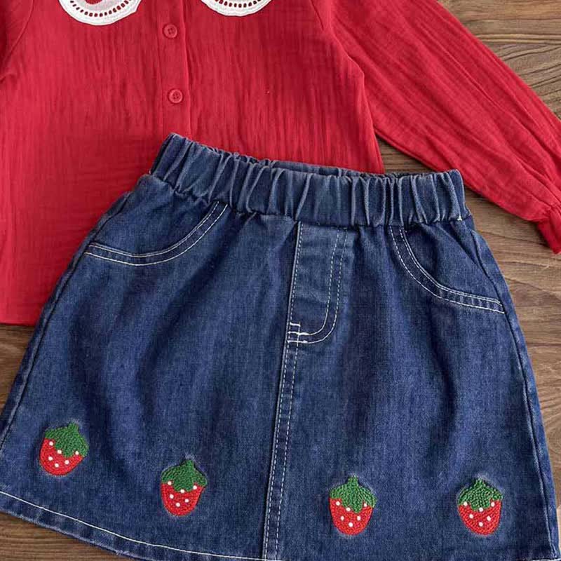 2-teiliges Set für Kleinkind : Erdbeere Spitze und Denim - image 5