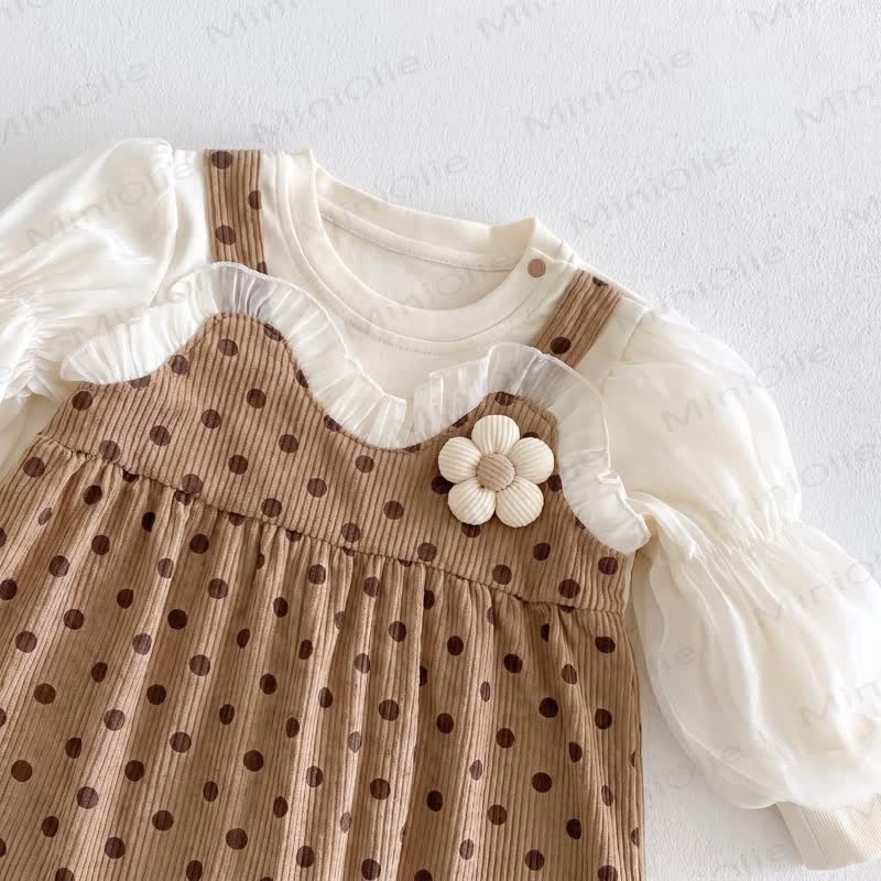 Baby Strampler mit Punktmuster und künstlichen Blume (2- Strampler) - image 3