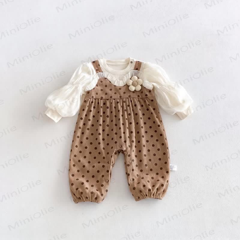 Baby Strampler mit Punktmuster und künstlichen Blume (2- Strampler) - image 4