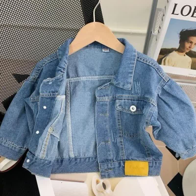Zweiteiliges Set aus Blumen Kleid und Denim für Kleinkind - image 4