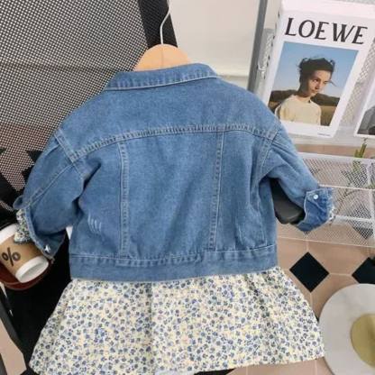 Zweiteiliges Set aus Blumen Kleid und Denim für Kleinkind - image 2