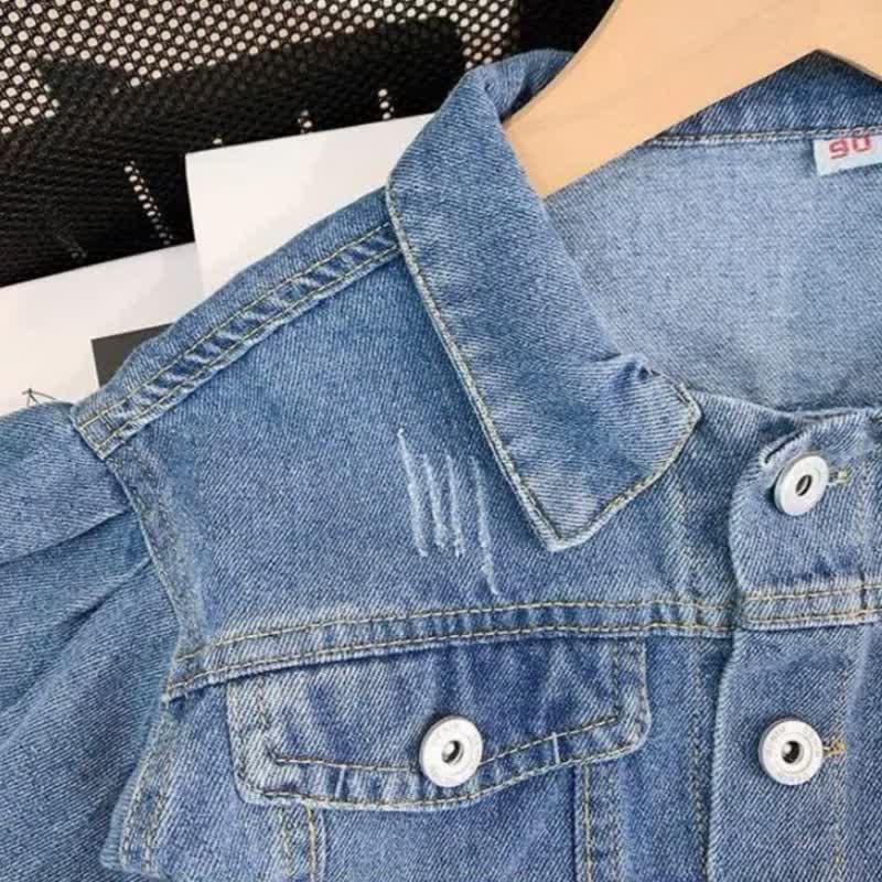 Zweiteiliges Set aus Blumen Kleid und Denim für Kleinkind - image 5