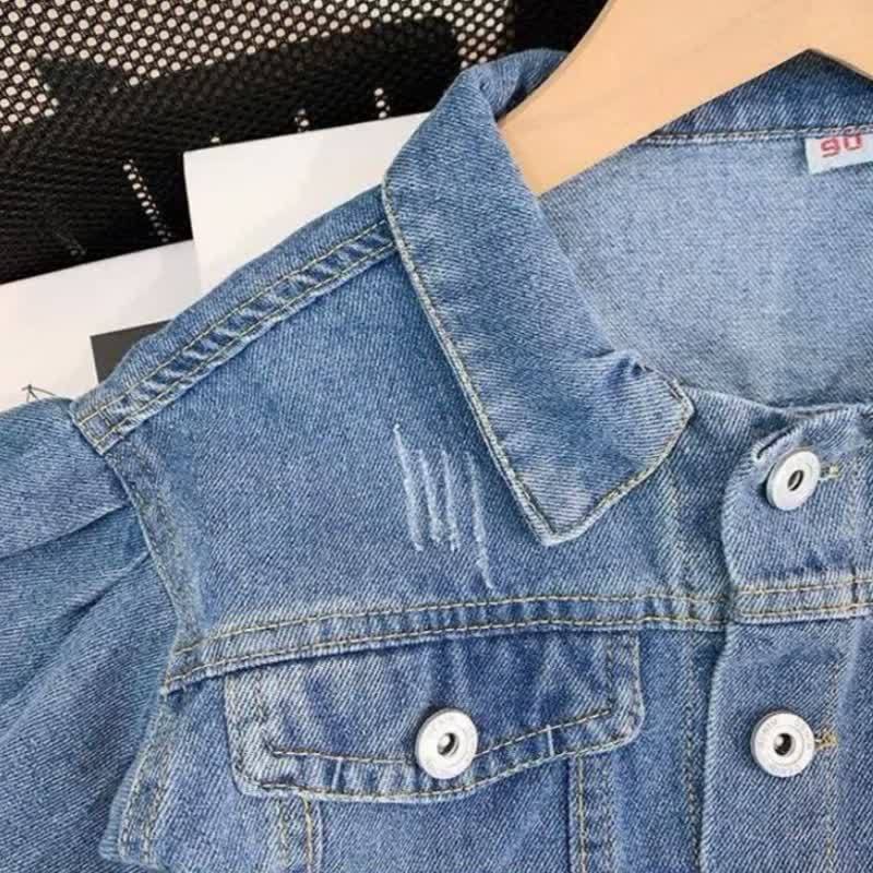 Zweiteiliges Set aus Blumen Kleid und Denim für Kleinkind - image 5