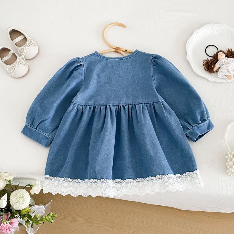 Baby Kleinkind Schmetterling, Denim, Lace und langen Kleid - image 2