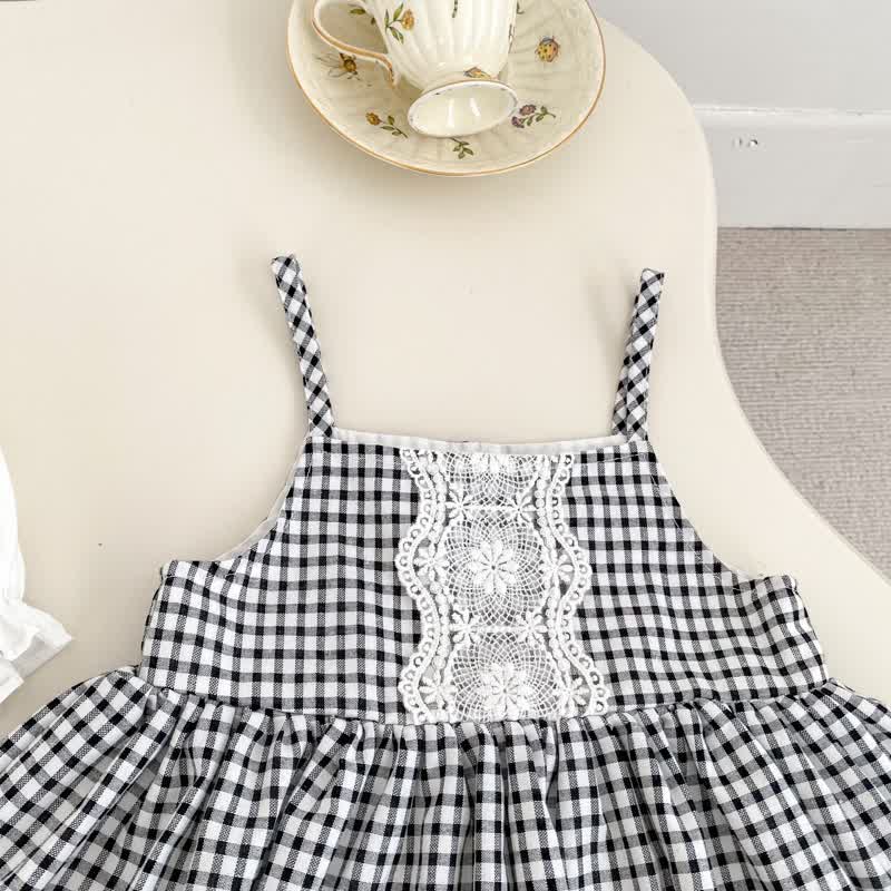 2-teiliges Set für Baby : Weißes Spitze und Gingham Kleid - image 5