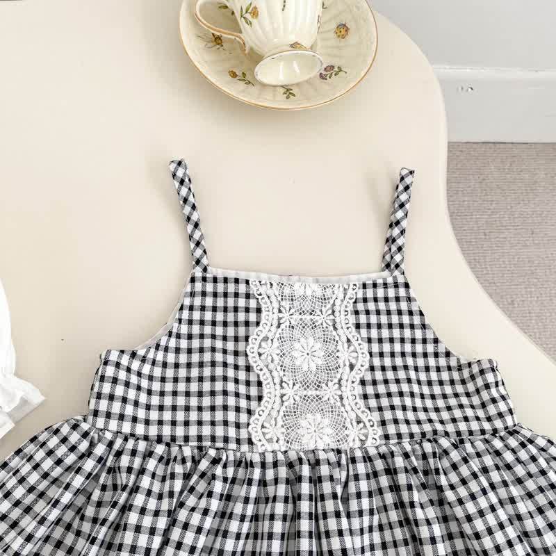2-teiliges Set für Baby : Weißes Spitze und Gingham Kleid - image 5