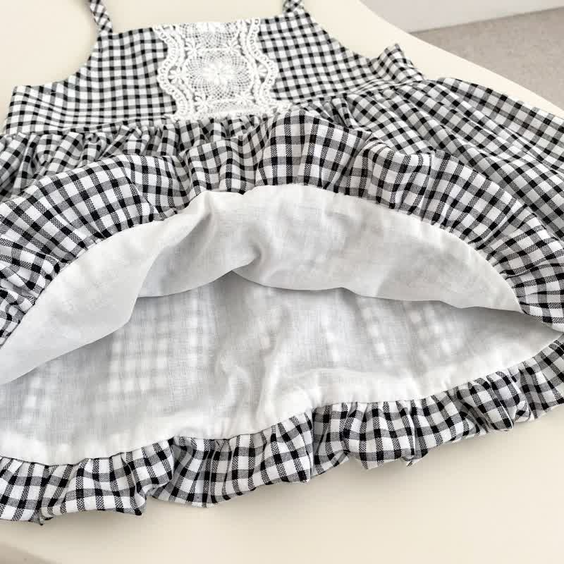 2-teiliges Set für Baby : Weißes Spitze und Gingham Kleid - image 6