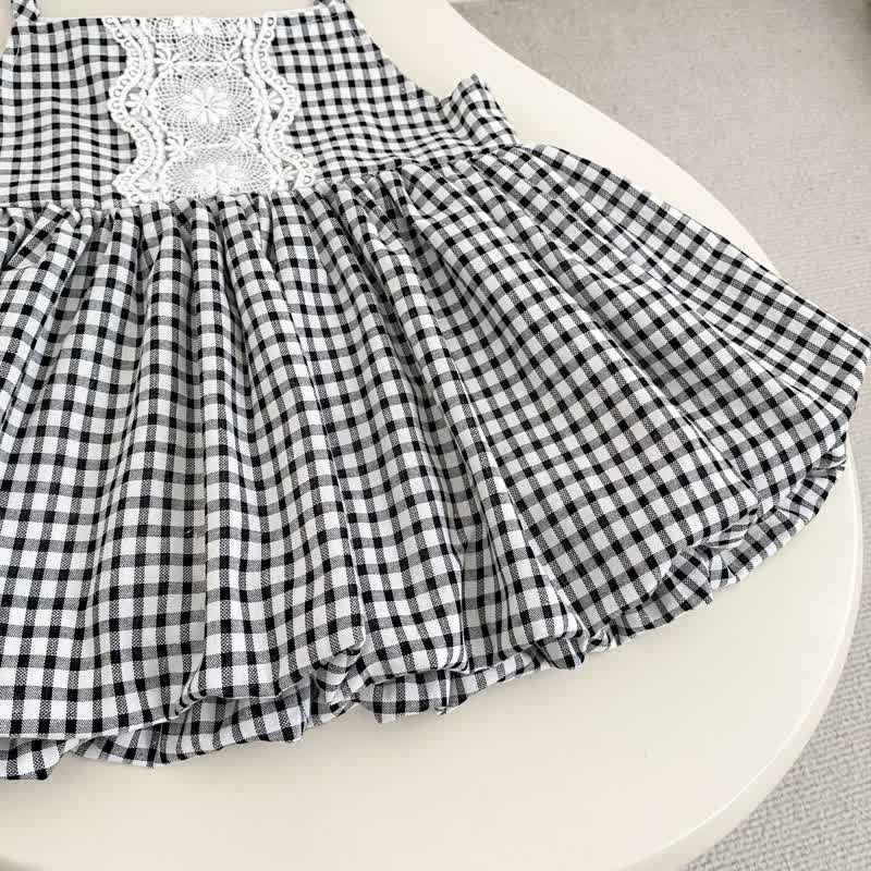 2-teiliges Set für Baby : Weißes Spitze und Gingham Kleid - image 7