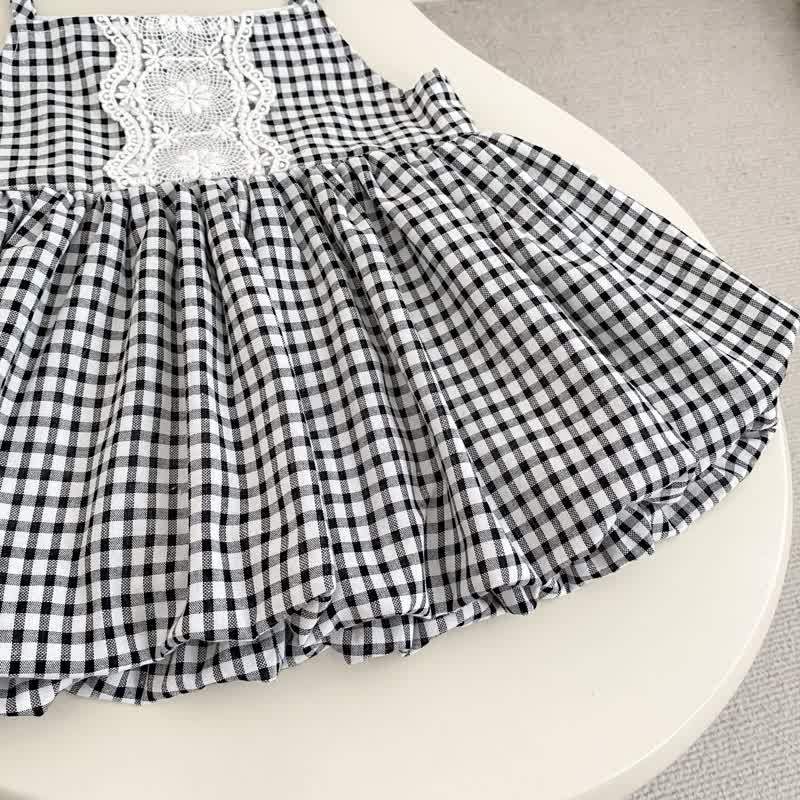 2-teiliges Set für Baby : Weißes Spitze und Gingham Kleid - image 7