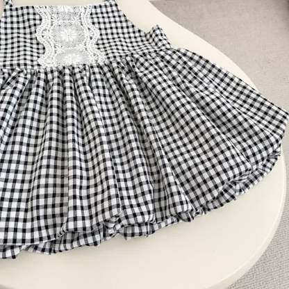 2-teiliges Set für Baby : Weißes Spitze und Gingham Kleid - image 7