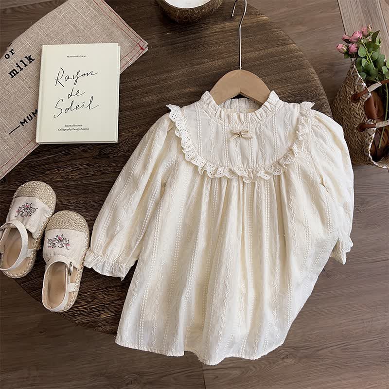 Beige Kleid mit Lace und langen Ärmeln für Kleinkind - Beige - 8-9J - image 2