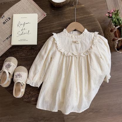 Beige Kleid mit Lace und langen Ärmeln für Kleinkind - Beige - 8-9J - image 2