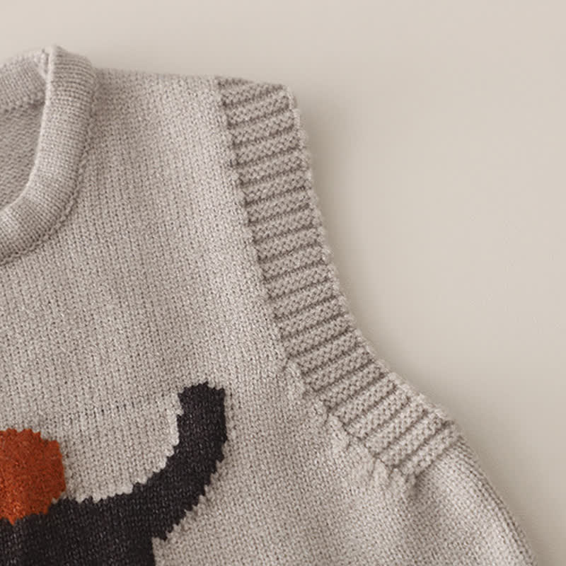Kleinkind Stricken mit Katzen- und Apfelmotiv, lässiges 3-teiliges Set - image 6