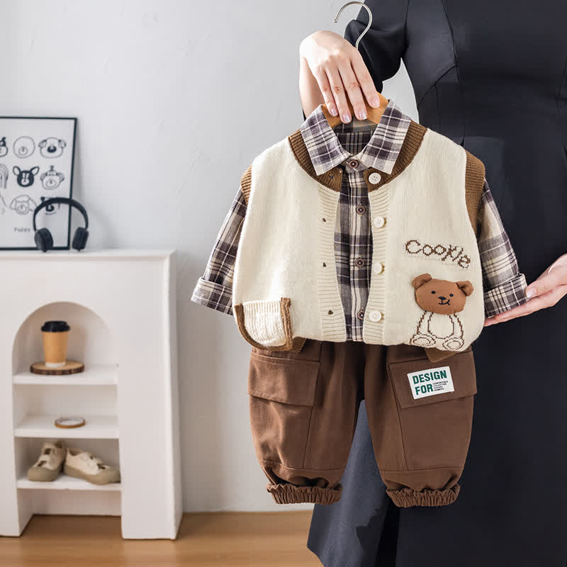 COOKIE Baby Kleinkind Bär Plaid Set -teiliges Stricken - Weiß - 4-5J - image 3