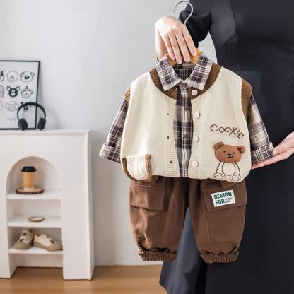 COOKIE Baby Kleinkind Bär Plaid Set -teiliges Stricken - Weiß - 4-5J - image 3