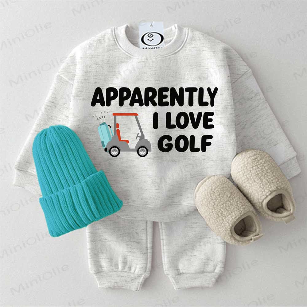 APPARENTLY I LOVE GOLF Baby Hellgrau Sweatshirt 2-teiliges Set - Hellgrau - 2-3J - image 1