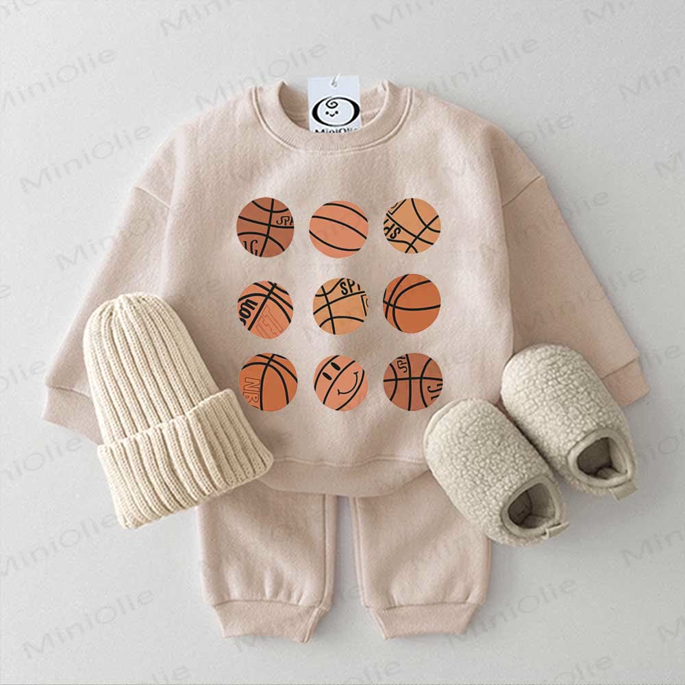 Baby Basketball- Sweatshirt , Beige , 2-teiliges Set - Beige - 2-3J - image 1